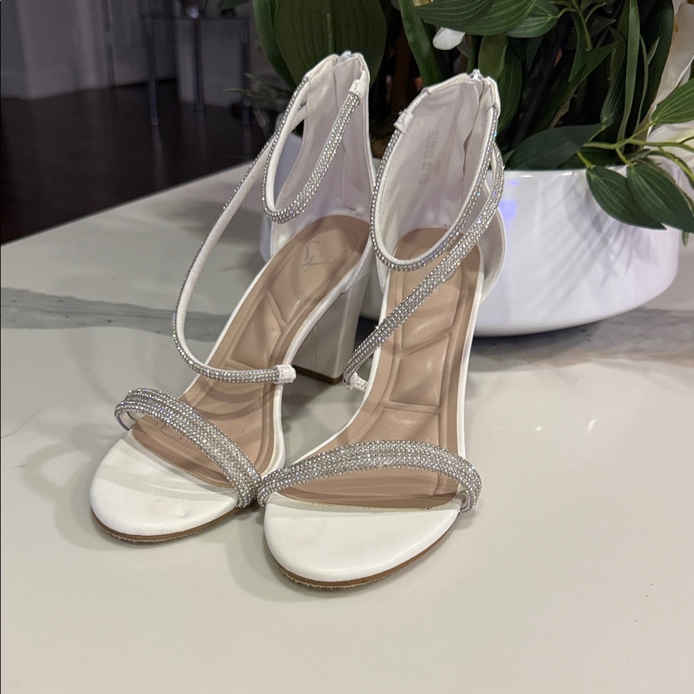 Windsor White Heels with Silver Straps